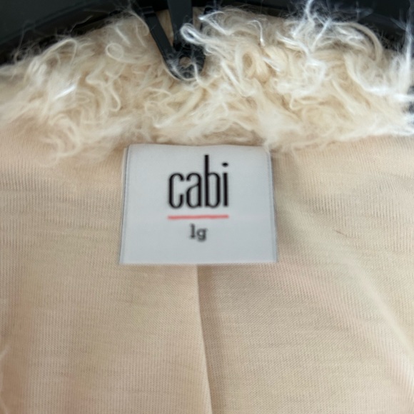CAbi Cream Textured Jacket, faux fur. - Picture 3 of 5